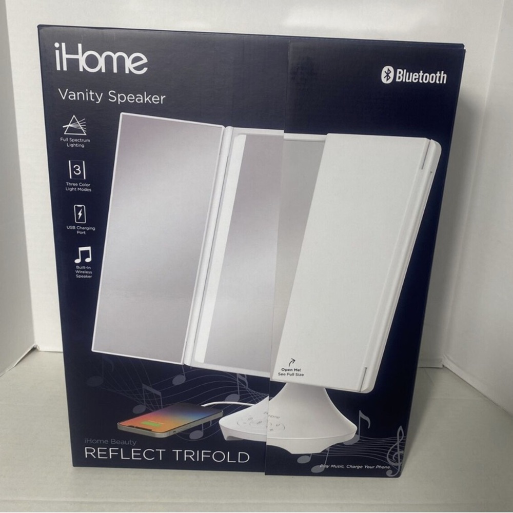 iHome Beauty REFLECT TRIFOLD Vanity Speaker with Bluetooth Audio New Ships Fast